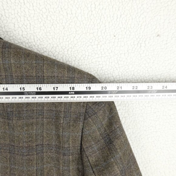 Baumler Blazer Mens 46 Short Brown Check Loro Piana Super 120s Elbow Patches - Picture 7 of 15